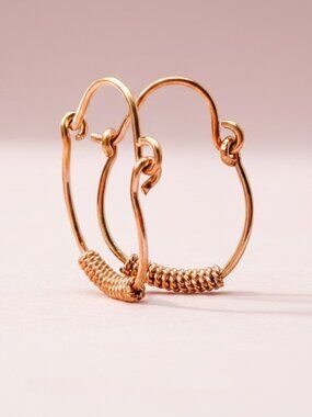 Handmade 14k Rose Gold Filled Hoop Earrings with Coil Detail